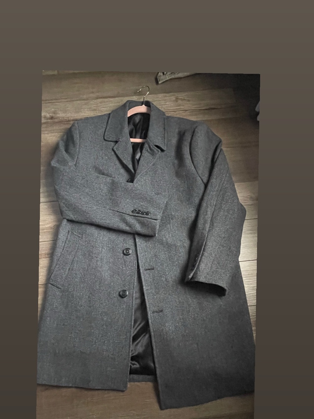 London Fog Men's Charcoal Gray Wool Blend Overcoat
